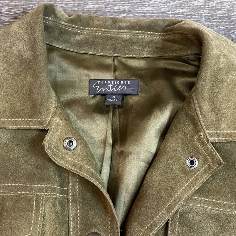 Vintage Green Suede Snap Front Jacket Women’s Size Small - Picture 4 of 8